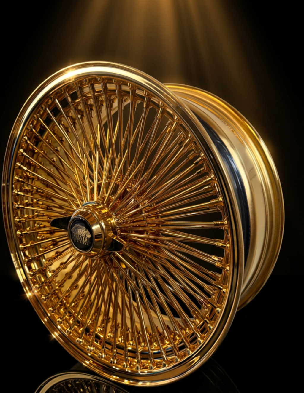 PLAYER WIRE WHEEL 14X7 REVERSE ALL GOLD 100 SPOKES