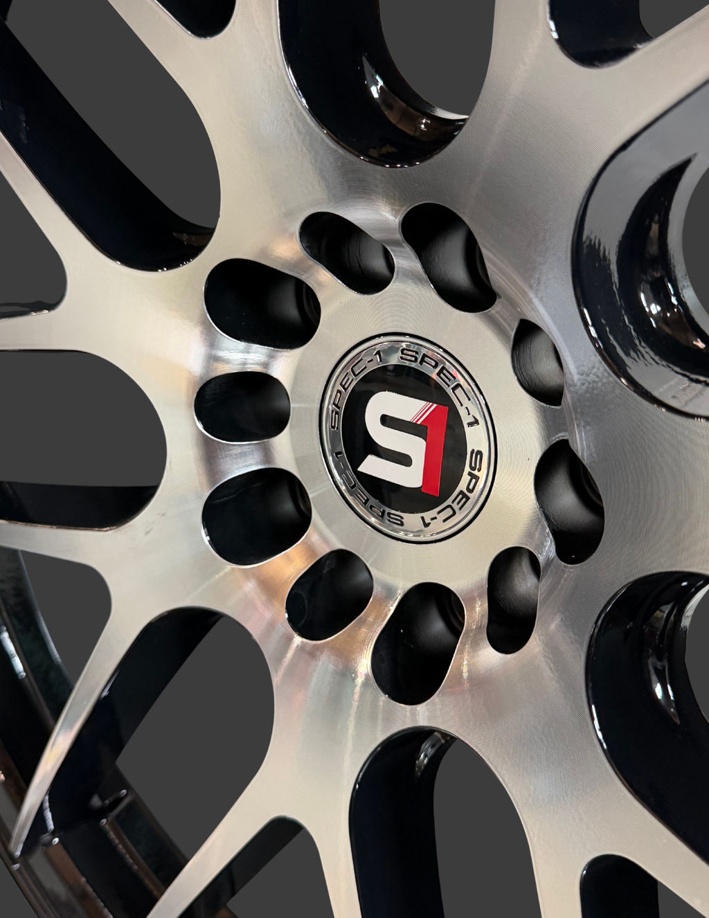 SPEC-1 SP-65 GLOSS BLACK & MACHINED 20X8.5 5X4.5/5X4.75