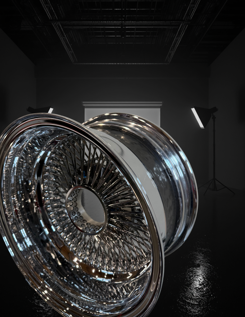 LUXOR WIRE WHEEL REVERSE 13X7 ALL CHROME 100 STRAIGHT LACE SPOKE