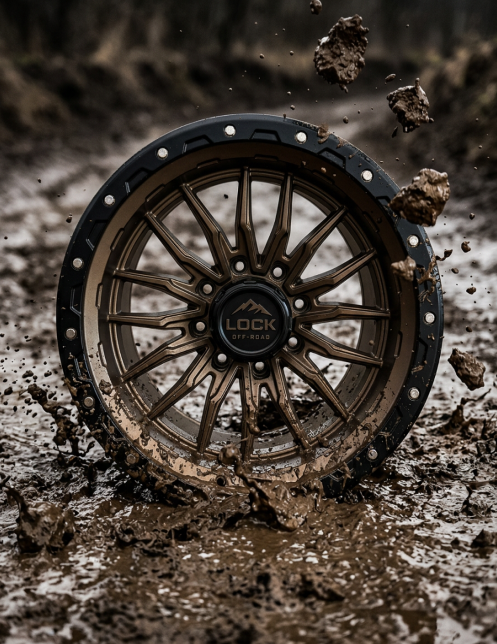 Krawler Lock Off-Road Matte Bronze wheels with a Matte Black ring
